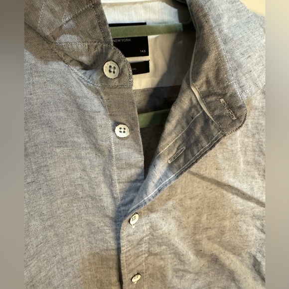 Rag & Bone Mens Button Up Long Sleeve Gray Cotton Blend Shirt Fit 1, Neck 14.5 - Picture 2 of 8